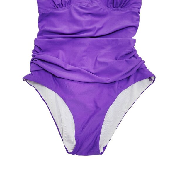 Purple One-Piece Swimsuit Cross Strap  Detailing  Adjustable Ties  All Sure SZ L - Picture 8 of 8